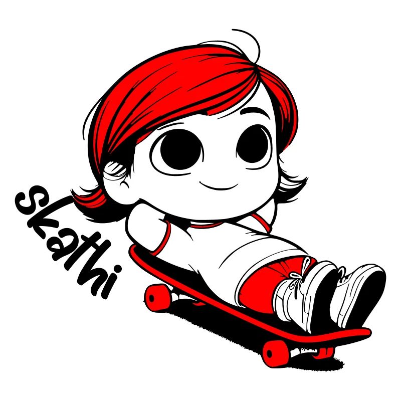 Kathi relaxed auf einem Skateboard.
