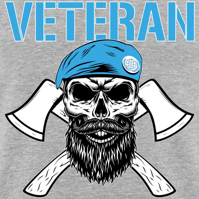Veteran - Dödskalle med blå basker och yxor