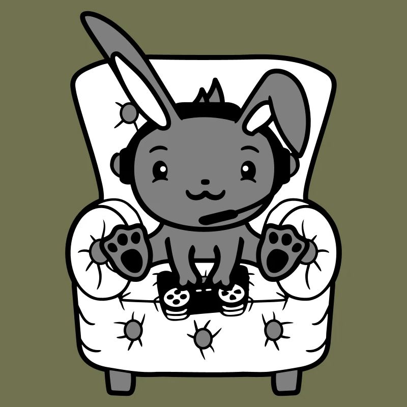 Bunny Playing Controller Console Headset Gamer Nerd