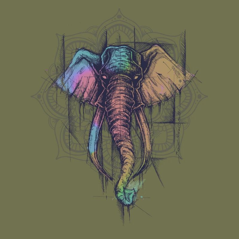 elephant coloré + mandala