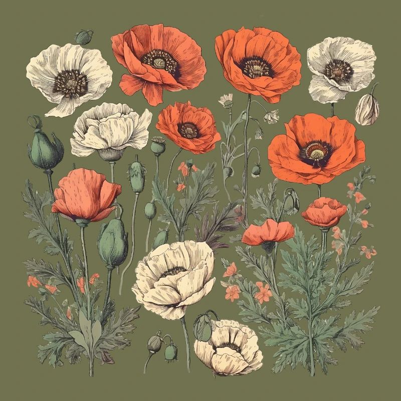 Wunderschönes Boho Mohn Herbarium Bouquet