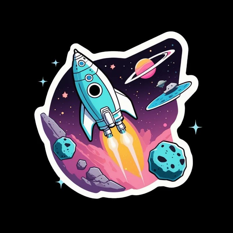 Rocket flying through space