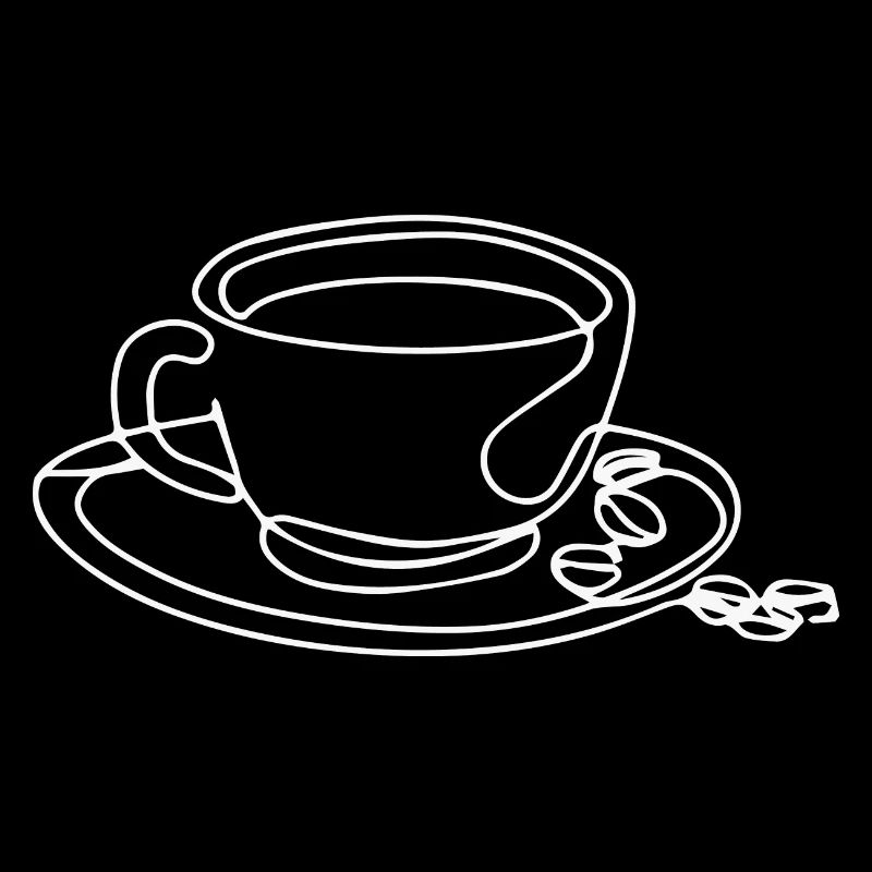Tasse Kaffee Skizze mit Bohnen