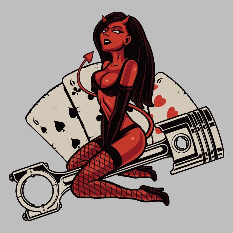 Hot Devil 666 rides on engine piston