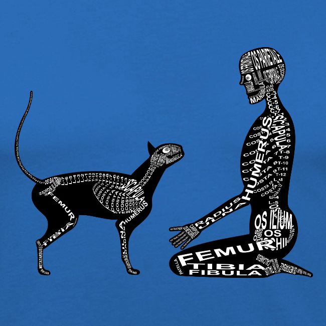 Squelette humain et félin