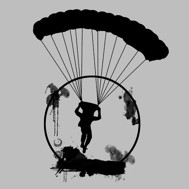 Skydive Fallschirm Paragliding Schwarz Silhouette