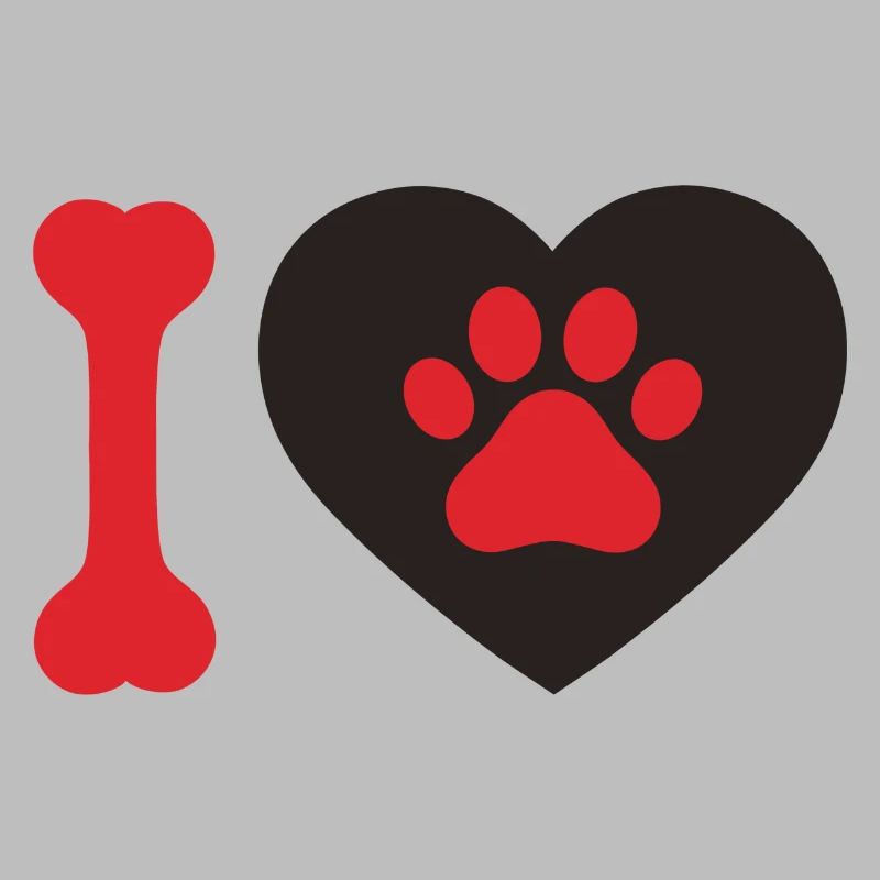 Heart with Paw and Bone Dog lover Geschenkidee