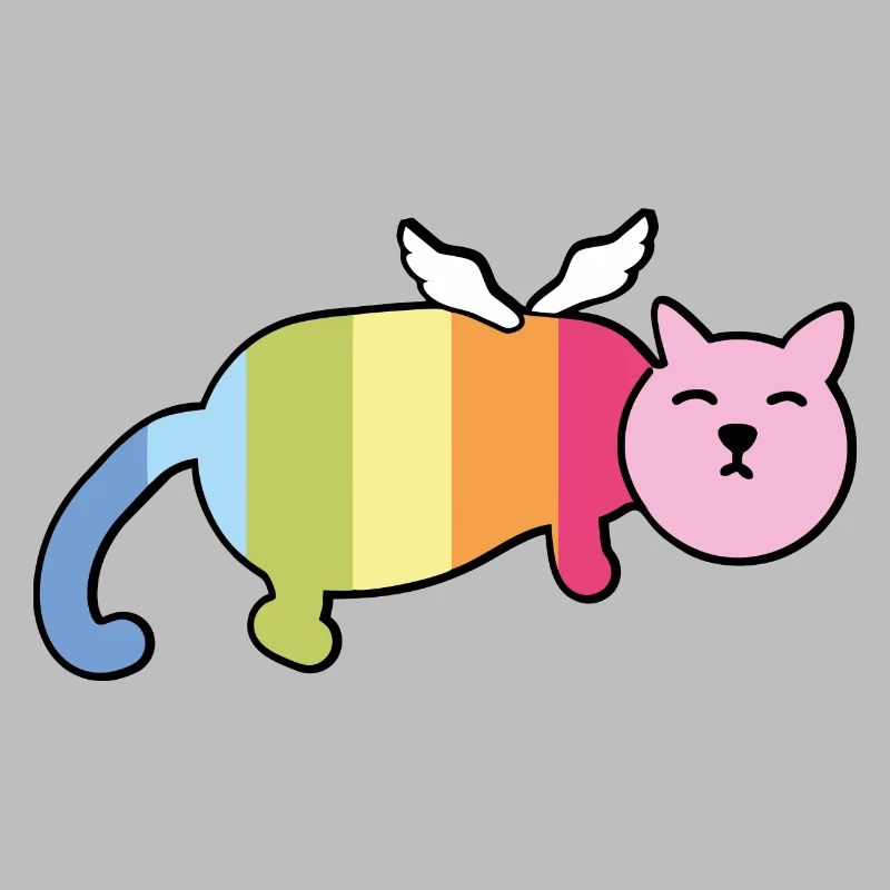 winged chubby cat rainbow