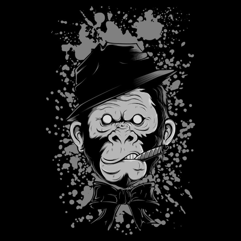 black and white monkey with cigar