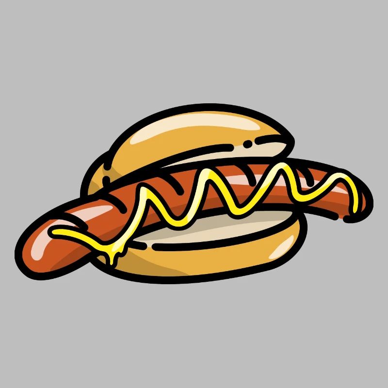 Comic Bratwurst Buns Bratwurstbrötchen Mustard