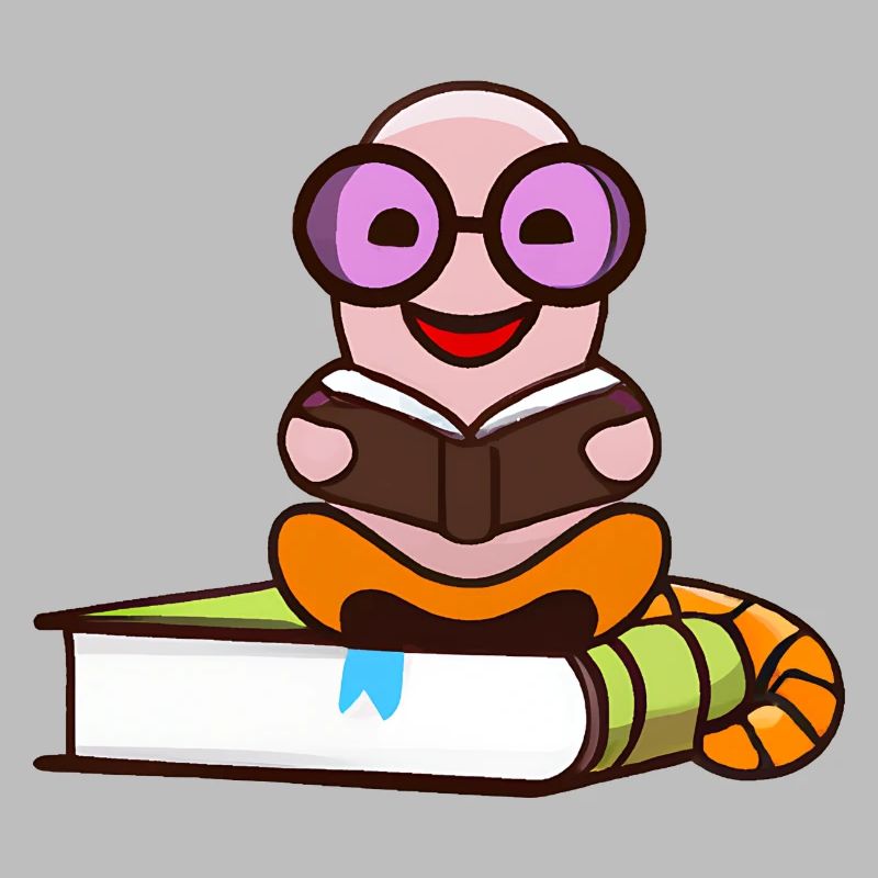 Nerd Bücherwurm liest Bücher