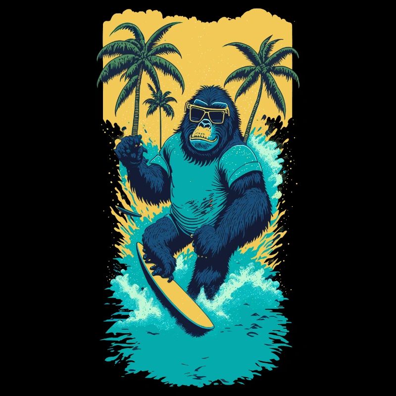 Surf Gorilla: L’illustration de la vague rétro