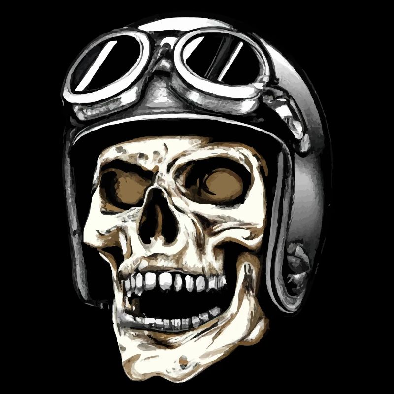 Biker skull with helmet and goggles