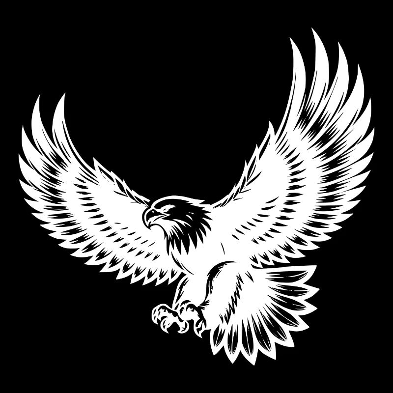Expressive eagle with spread wings