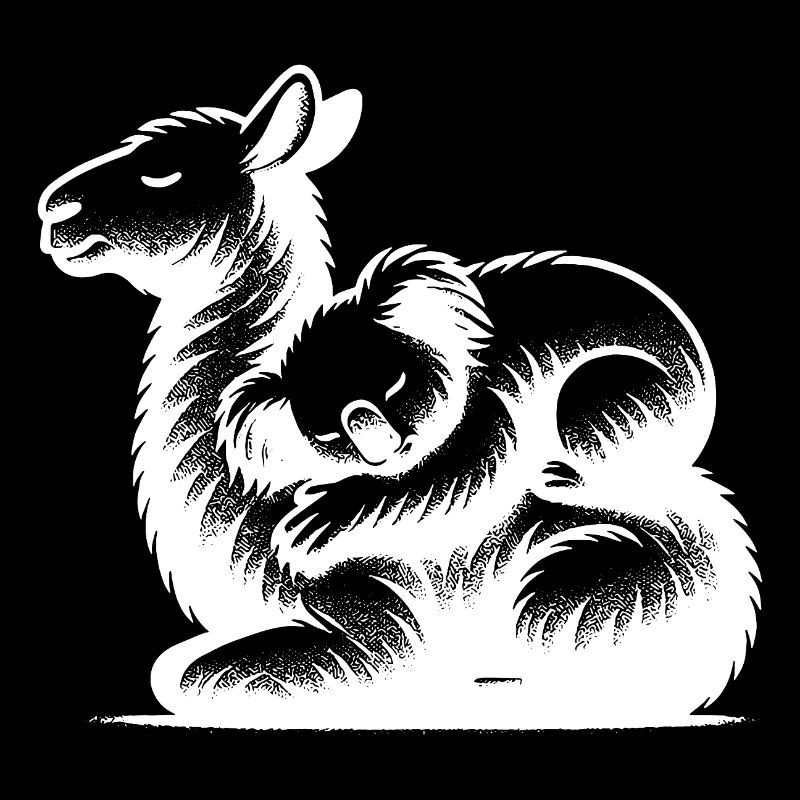 Sleeping koala on a cute llama