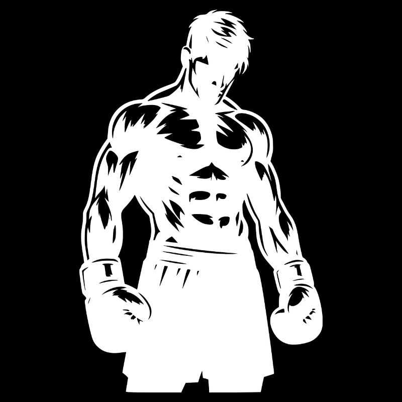 Boxer with gloves in concentrated posture