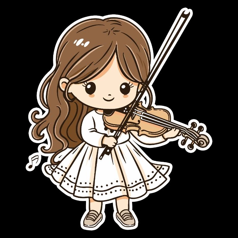 Violinistin Mädchen Cartoon