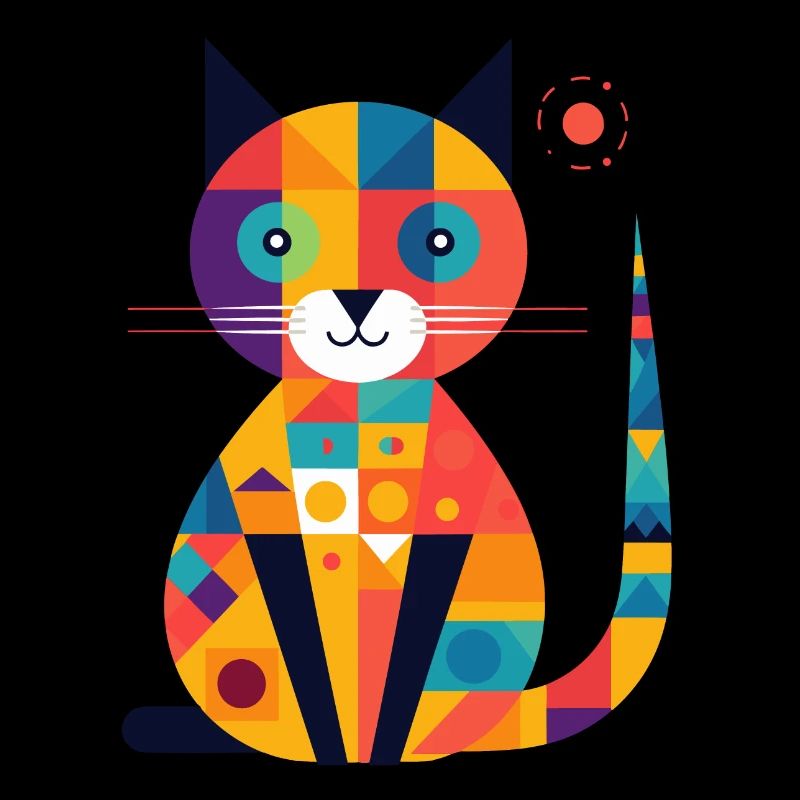 Cat with a Colorful Geometric Design