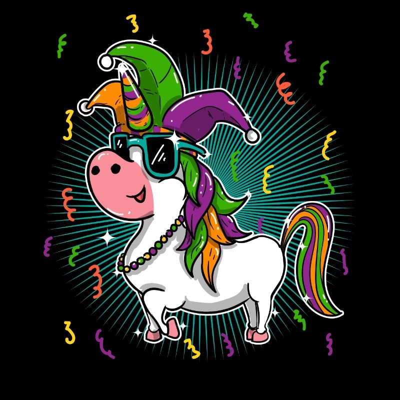 Mardi Gras Narr Hut Maske Und Perlen Einhorn