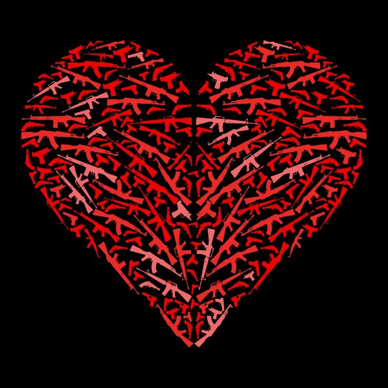 Fusils coeur armes à feu mitrailleuse tir