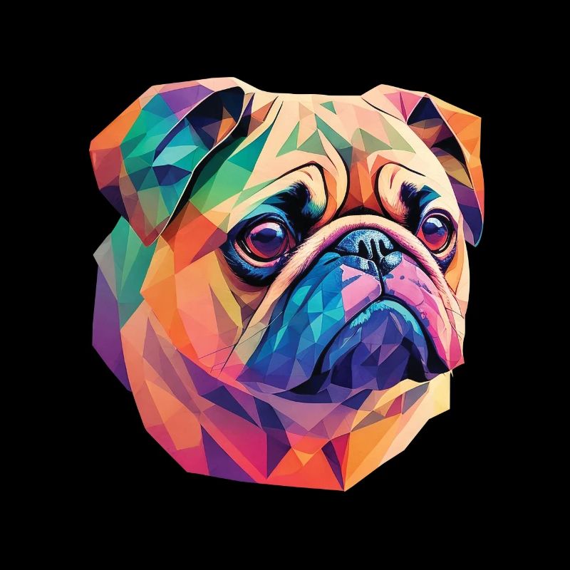 Mops Hund Polygon Kunst Geometrische Pug Hunde