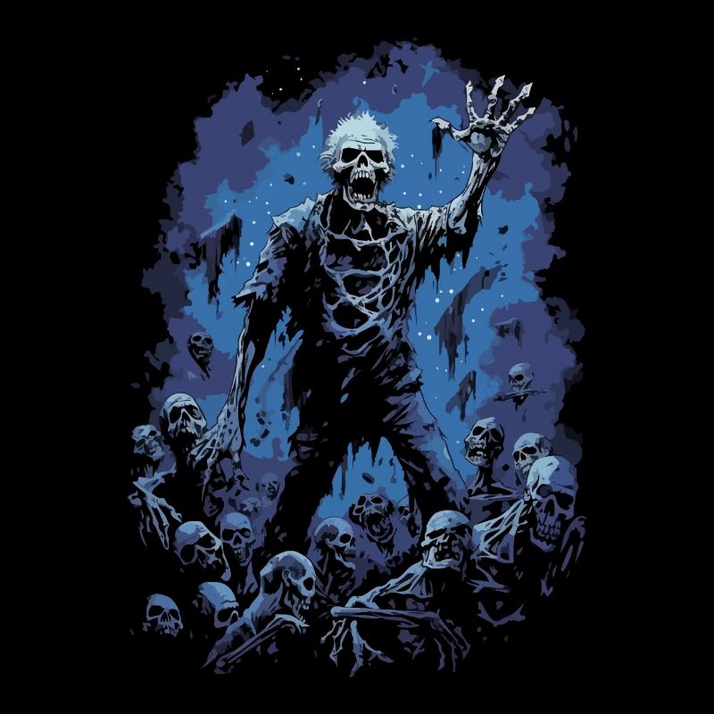 Halloween Zombie vor einer Horde Untoter