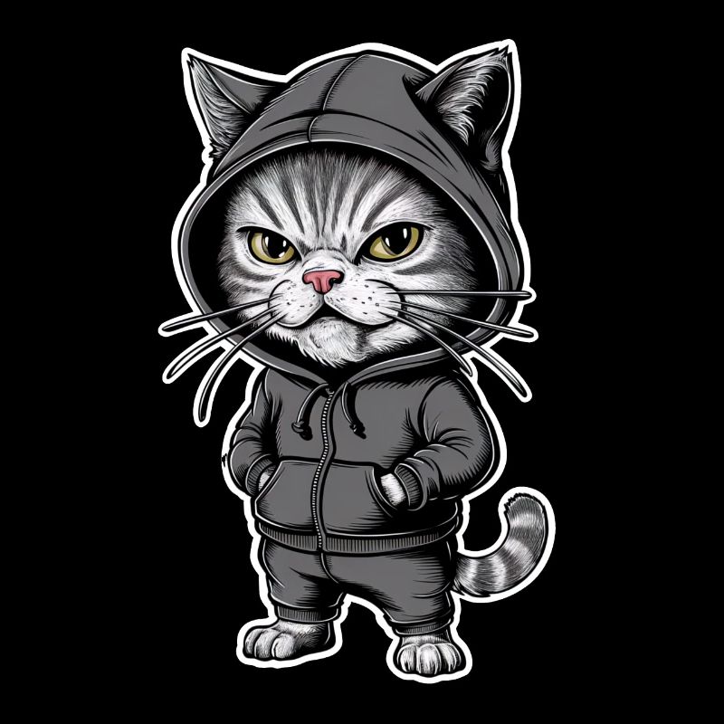 Chat en colère agacé dans un sweat à capuche élégant