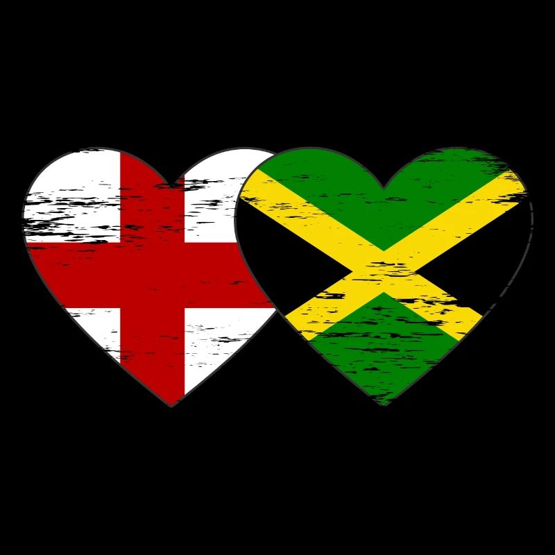 Angleterre Jamaïque drapeau coeur utilisé