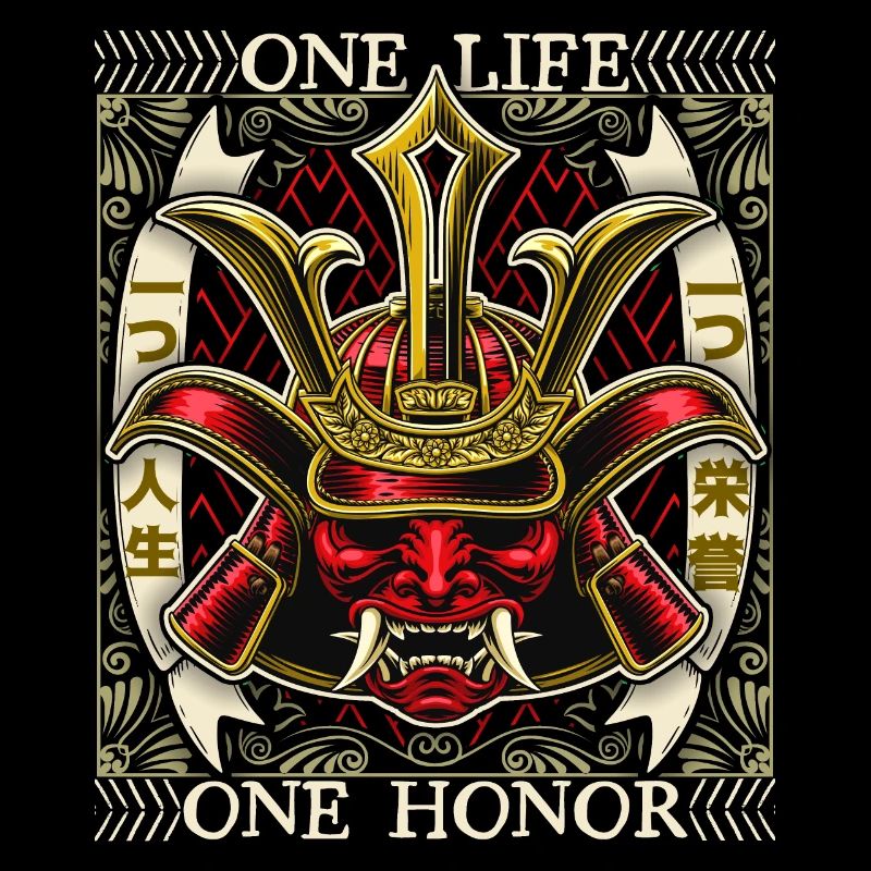 Japanischer Samurai Dämon, Samurai Krieger, Spruch