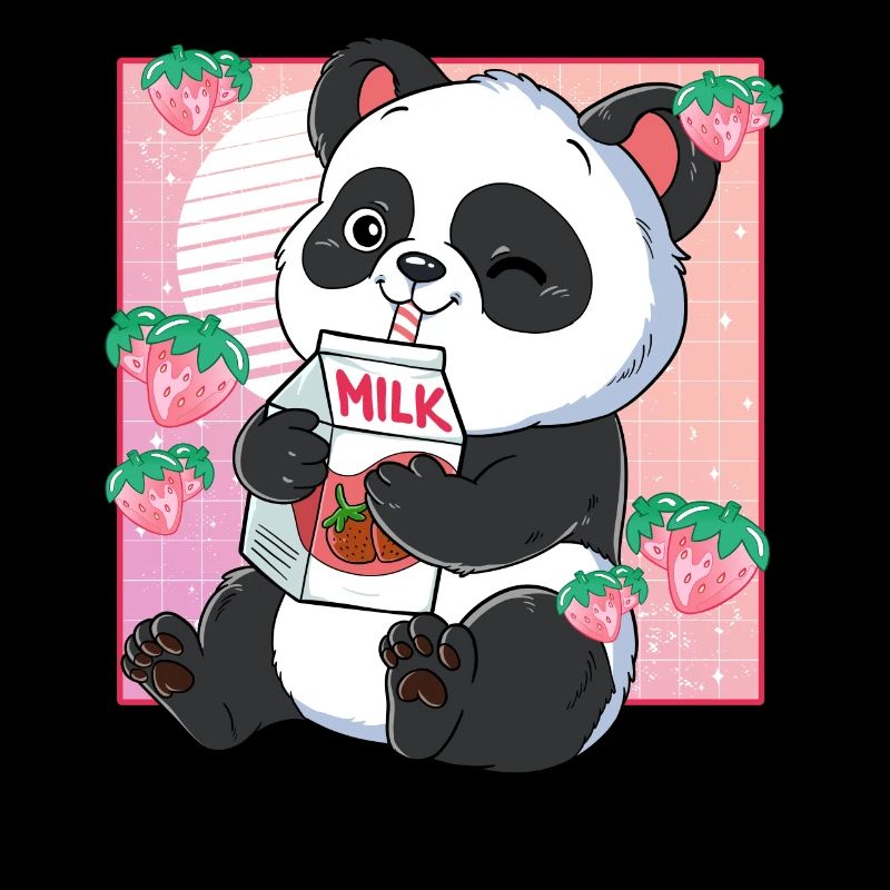 Kawaii Panda Erdbeermilch