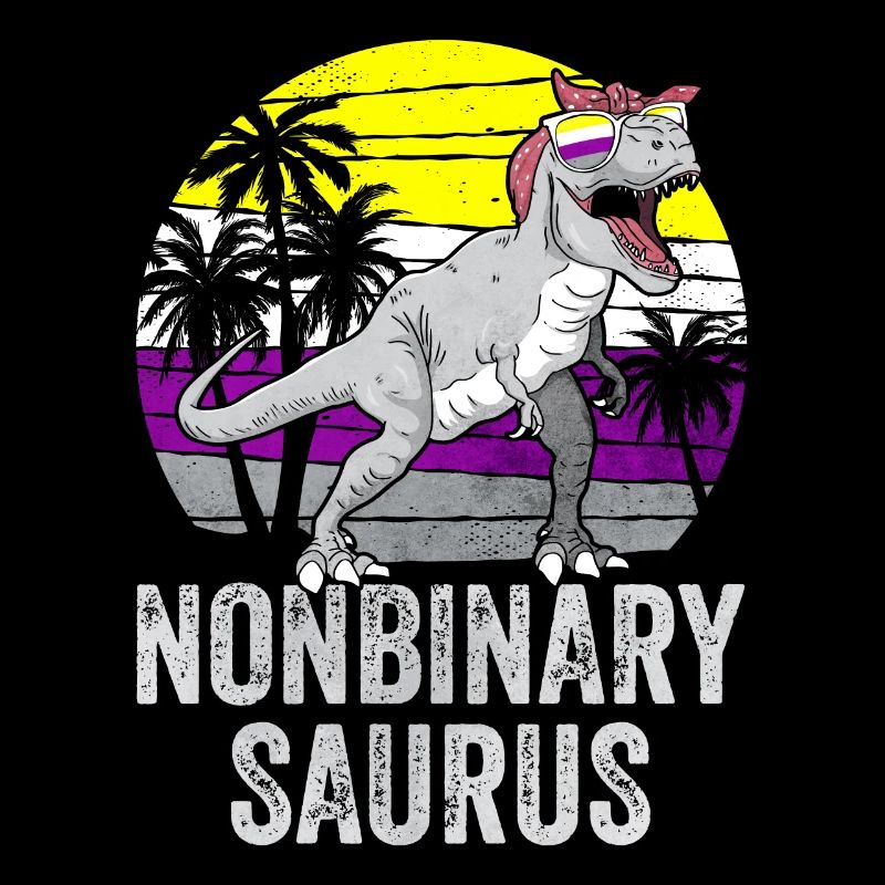 Non Binary Pride Flag Dinosaur Trex LGBTQ