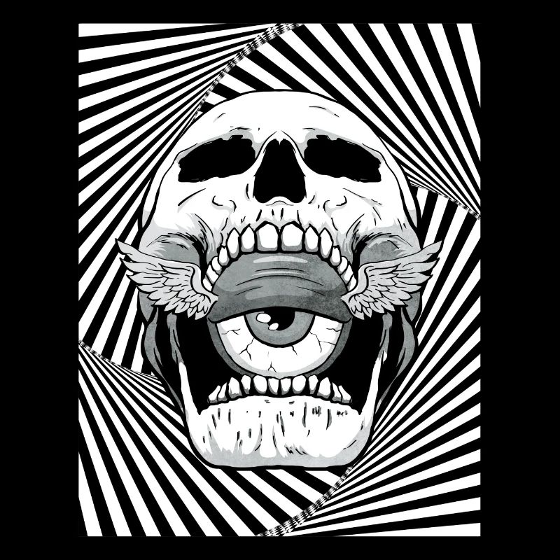 Weirdcore Ästhetischer Totenkopf Augapfel Flügel