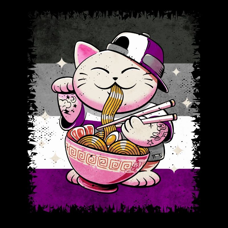 Asexual Pride Ass Flag Japonais Ramen Cat