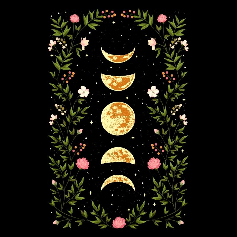 Cottagecore Witchy Vintage Moon Phases Fleurs