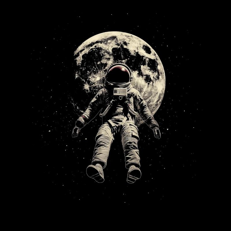 Astronaut Space Floating Moon