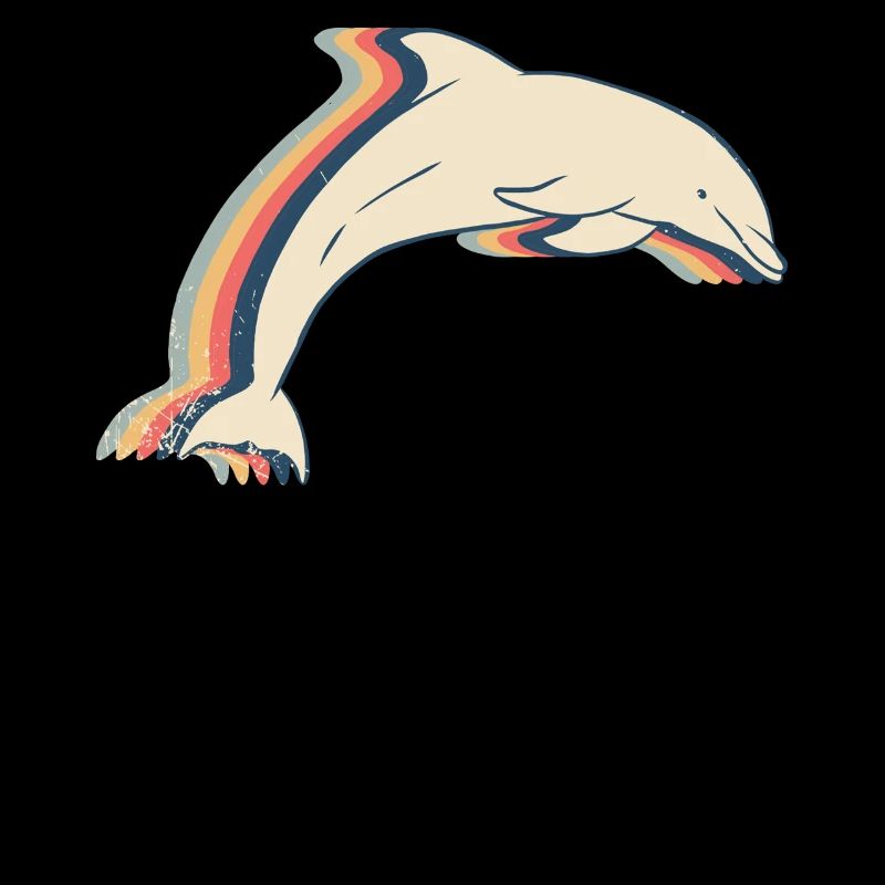 Dolphin Ocean Animal Retro Line Art