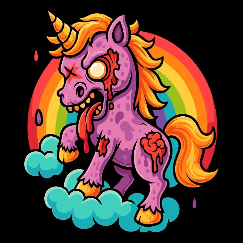 Blutiges Zombie Einhorn Comic Style