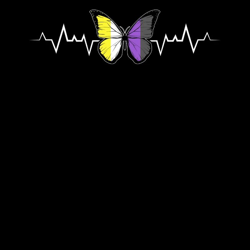 Nonbinary Pride Butterfly With Heartbeat Enby