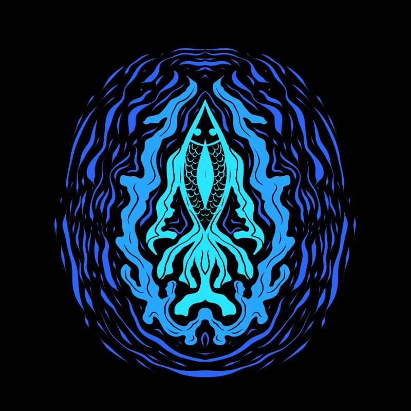 "AQUA" ~ Psychedelic Fish Pattern