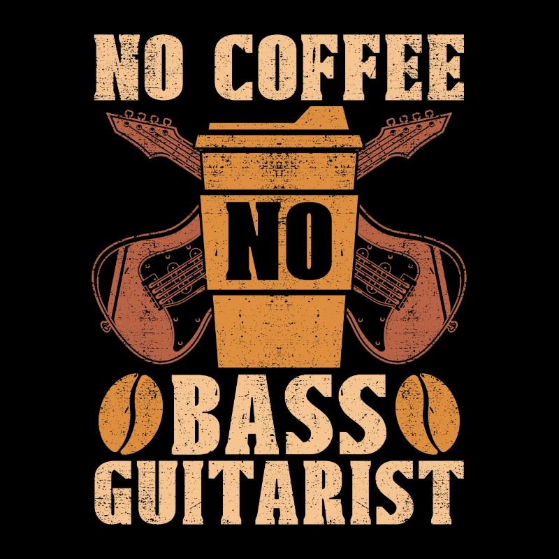 Guitariste basse Pas de café Pas de musicien Amateur de café