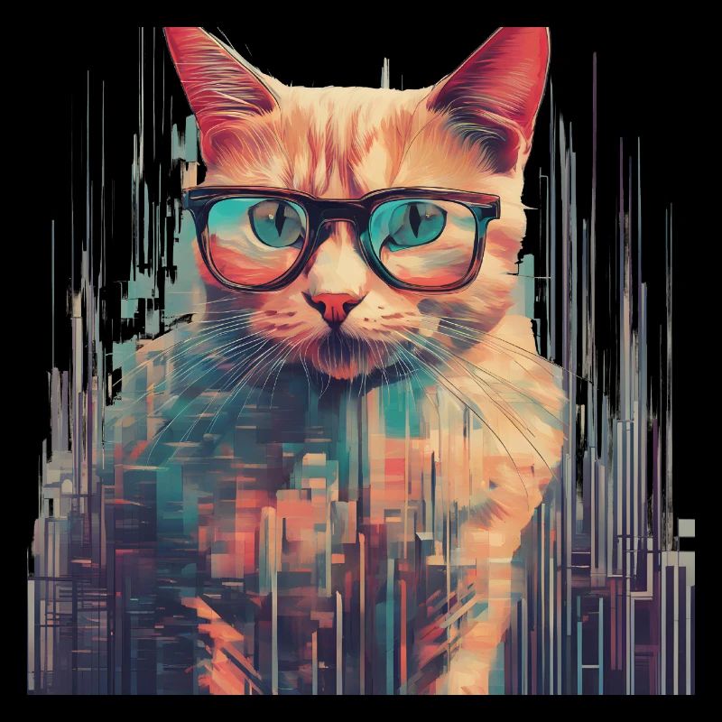 Katze Brille Nerd PC Gaming