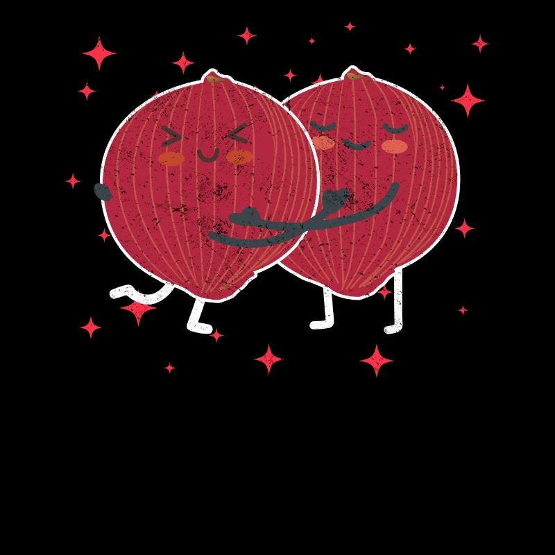 Cute Red Onion Couple Hugging Red Onion Vegetable