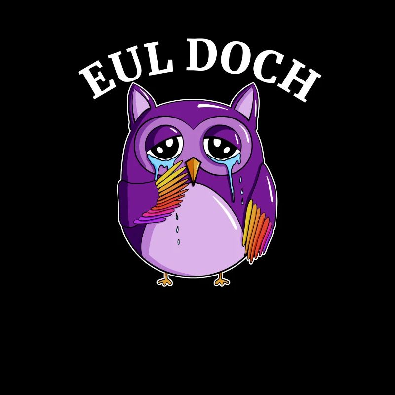 Traurige kleine Dicke Violette Eule mit Spruch Eul