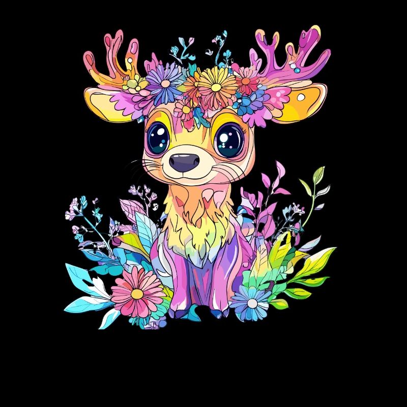 Coloured deer with flowers