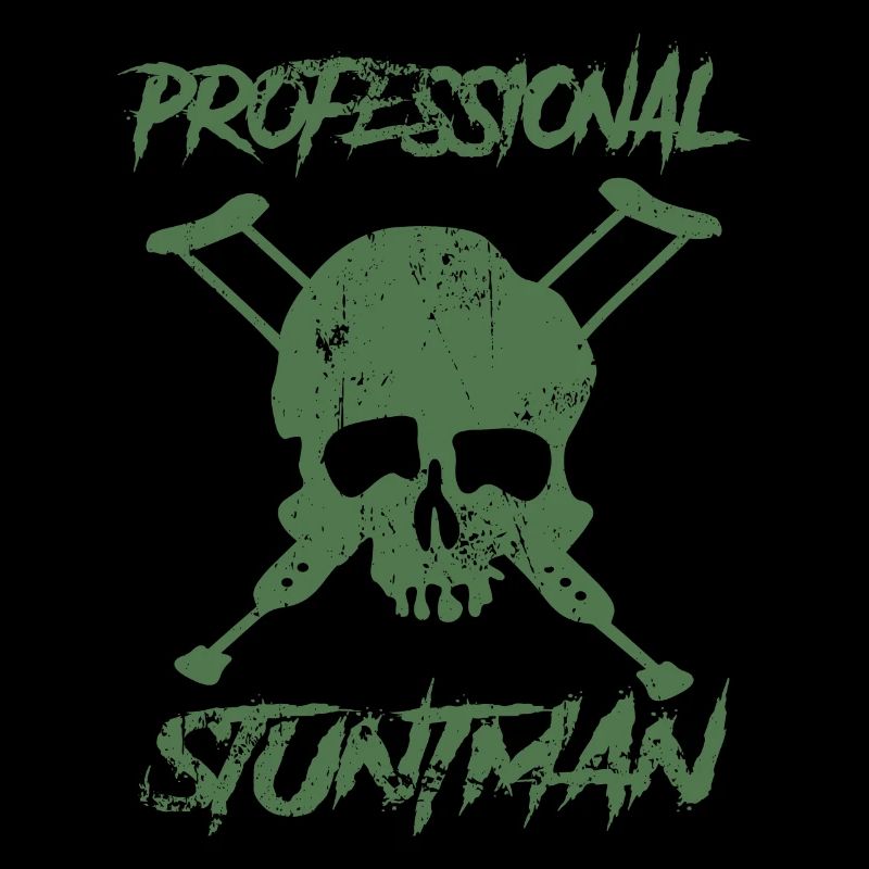 Professional Stuntman Skull with Crutches