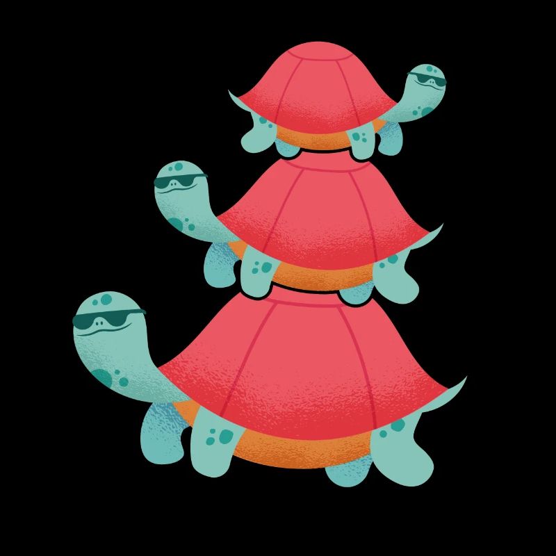 Cool turtles with sunglasses, stacked,