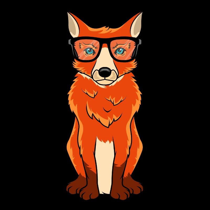 Sly clever fox with glasses nerd cute gift