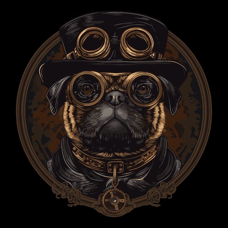 Steampunk Mops Hund
