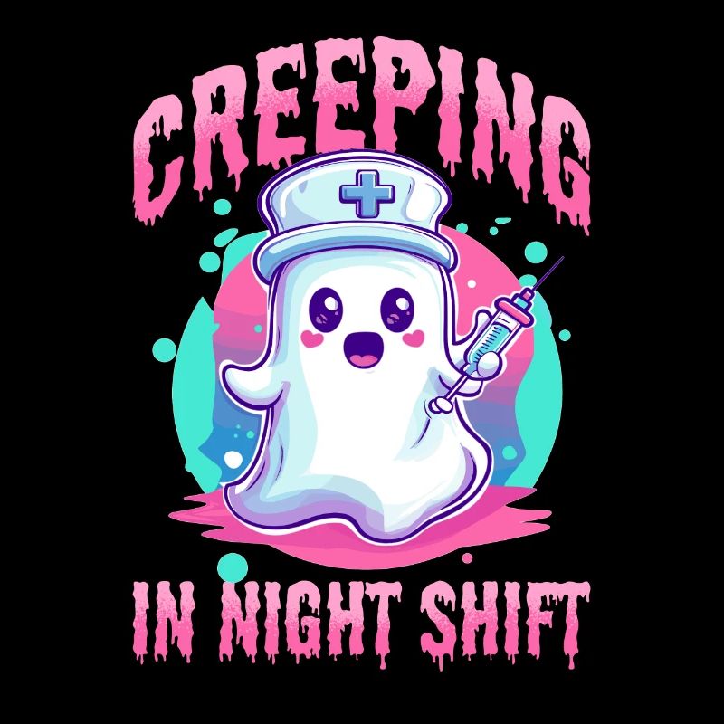 Nurse Halloween Ghost Creeping in Night Shift