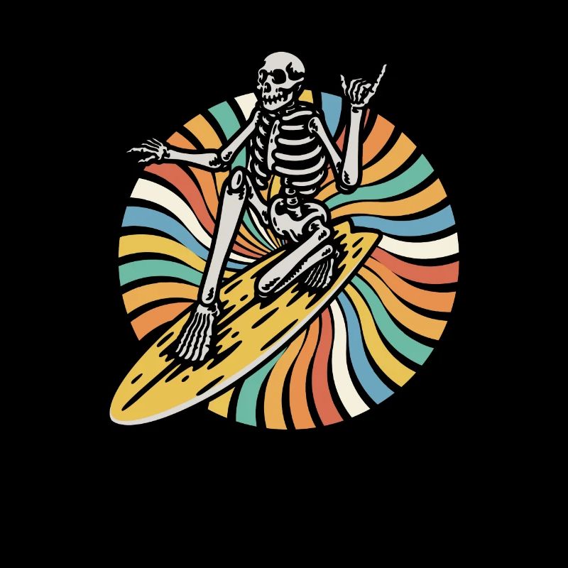 Surfer Surf Skeleton Retro Surfer Vintage Surf